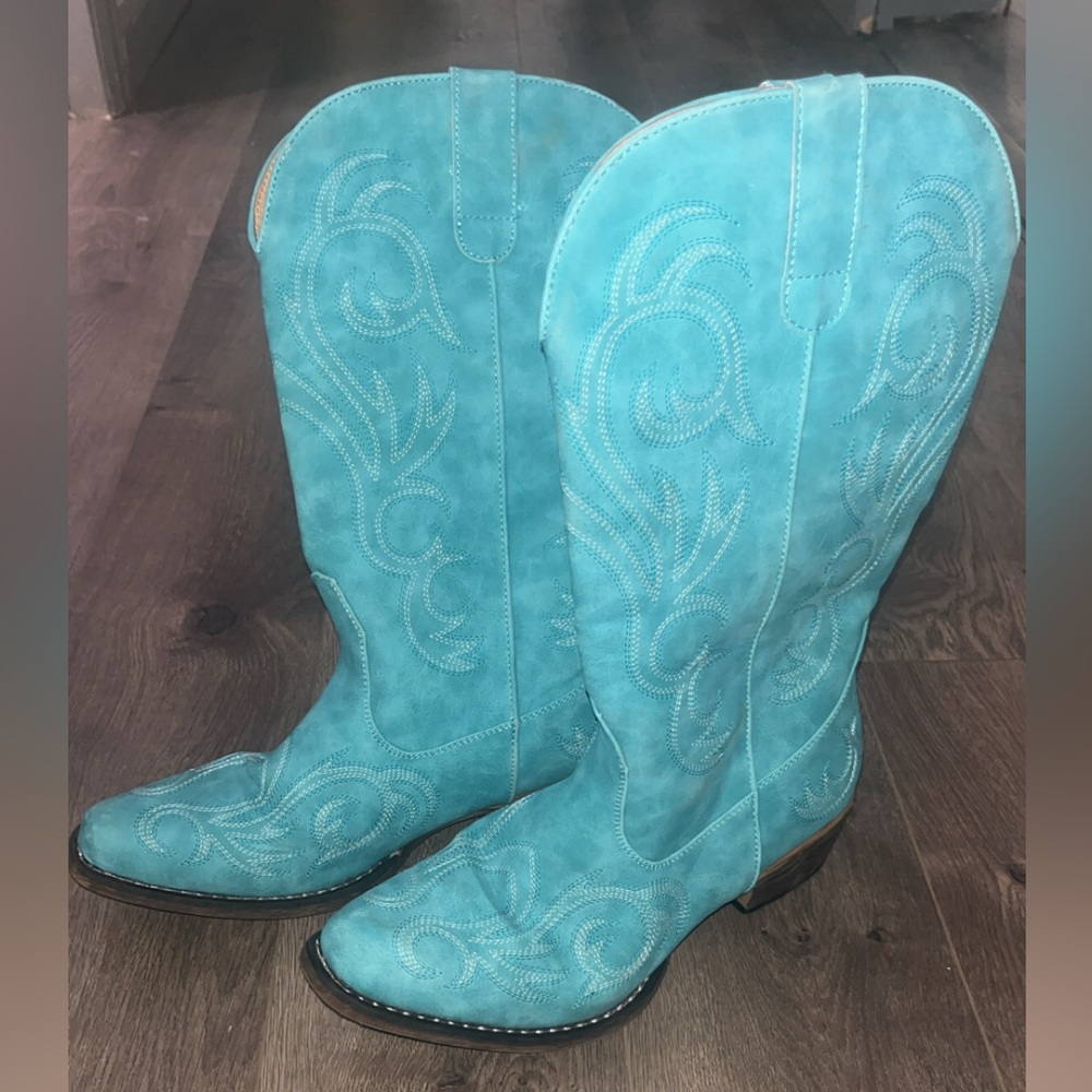 Roper Turquoise Embroidered Western Knee-High Boots